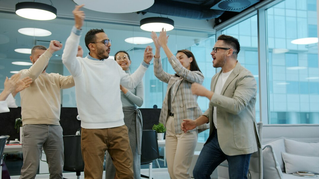 employees stretching at work