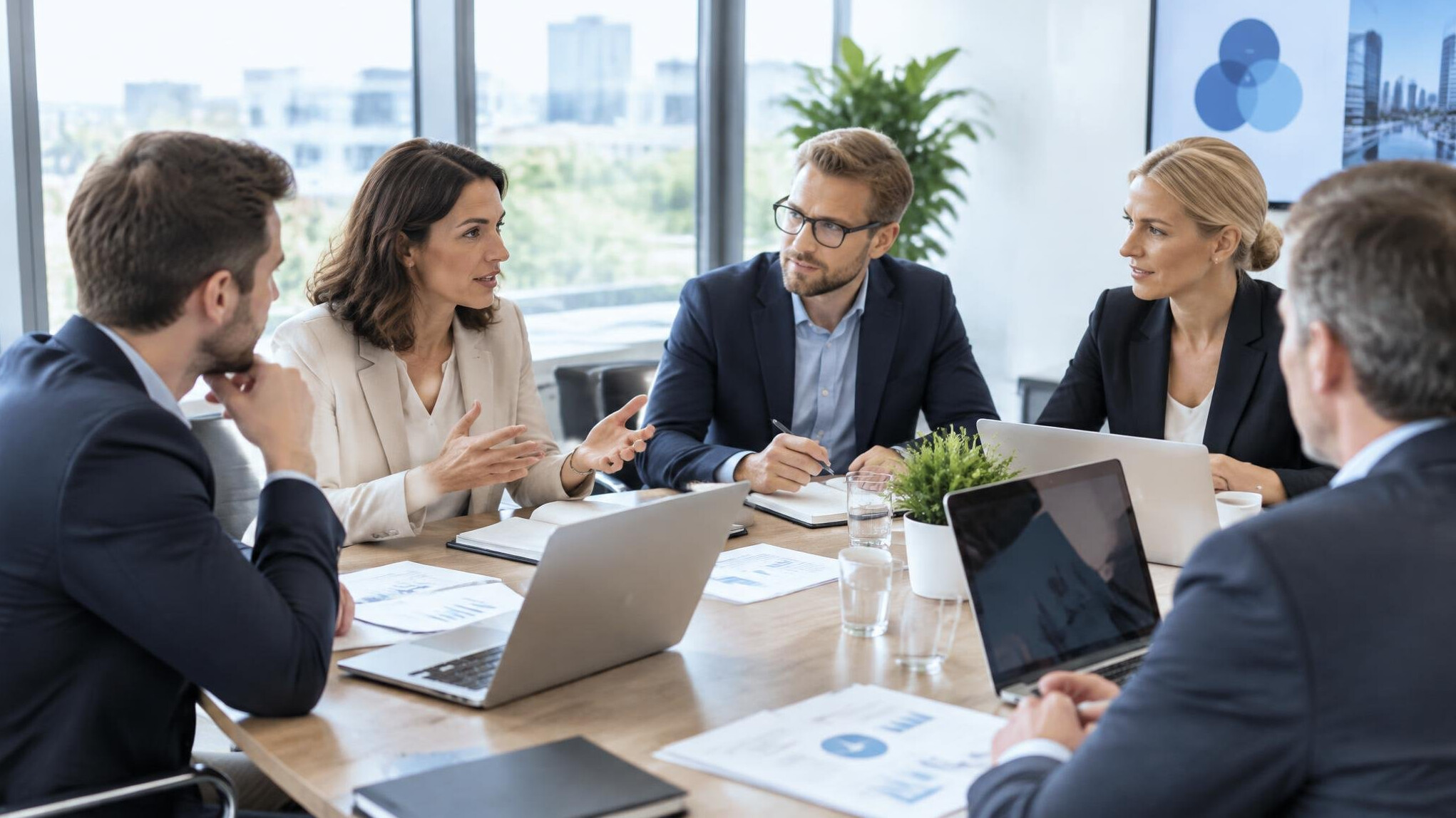 Business team in a meeting discussing a program