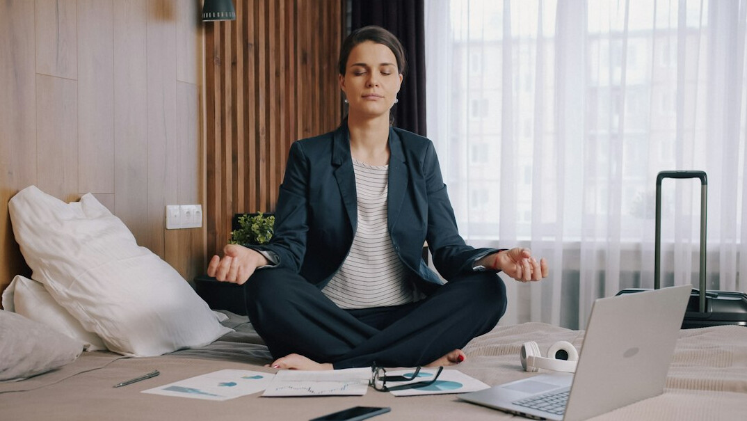 office workers doing yoga