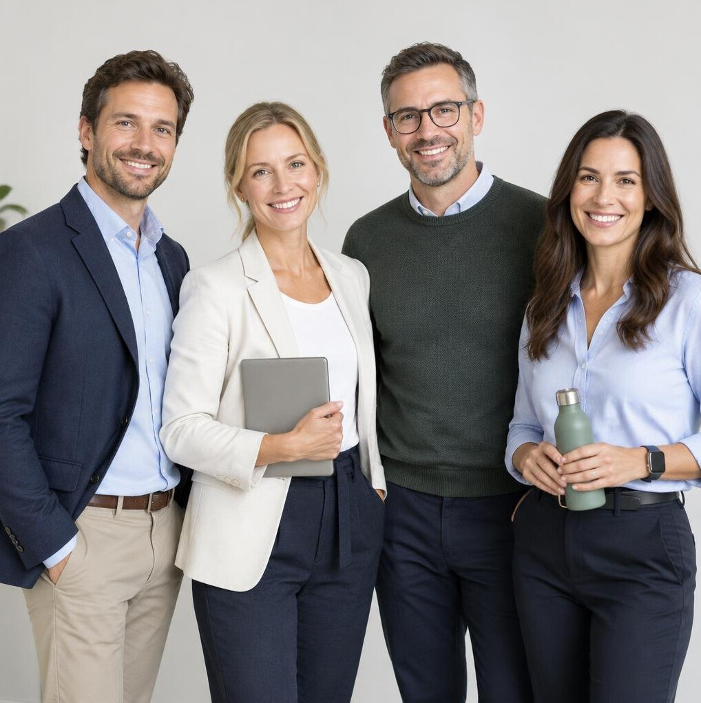 Portrait of a professional team of four corporate health specialists